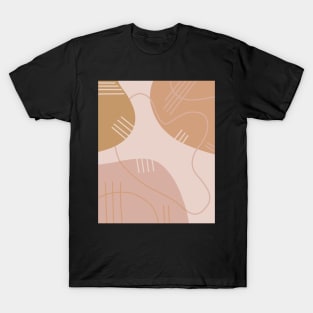 Light Brown and Beige Abstract Art Shapes and Lines T-Shirt